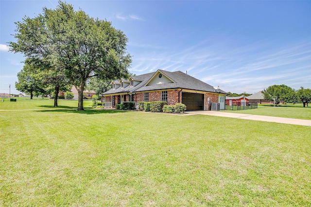3809 Timbercrest Dr W, Burleson, TX 76028 - view of front of property with concrete driveway, a garage, brick siding, and cooling unit