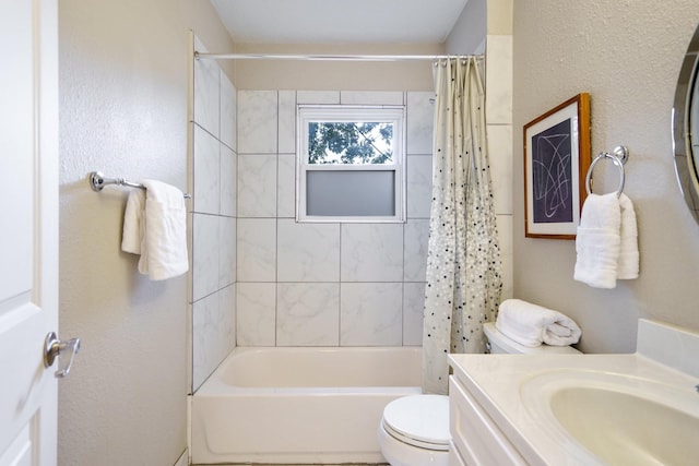 4731 Wateka Dr, Dallas, TX 75209 - bathroom featuring toilet, vanity, and shower / bath combo with shower curtain