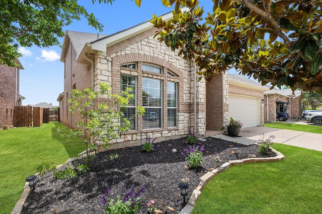 2800 Cedar Ridge Ln, Fort Worth, TX 76177 - view of front of home featuring stone siding, a garage, concrete driveway, brick siding, and roof with shingles