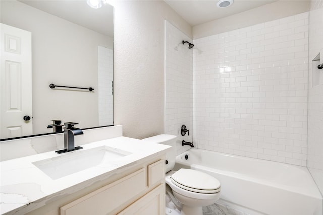 14669 Foxbriar Ln, Frisco, TX 75035 - bathroom featuring vanity, toilet, and shower / washtub combination