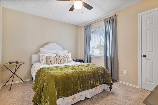 736 Fawn Valley Dr, Allen, TX 75002 - bedroom with carpet, a textured ceiling, baseboards, and ceiling fan
