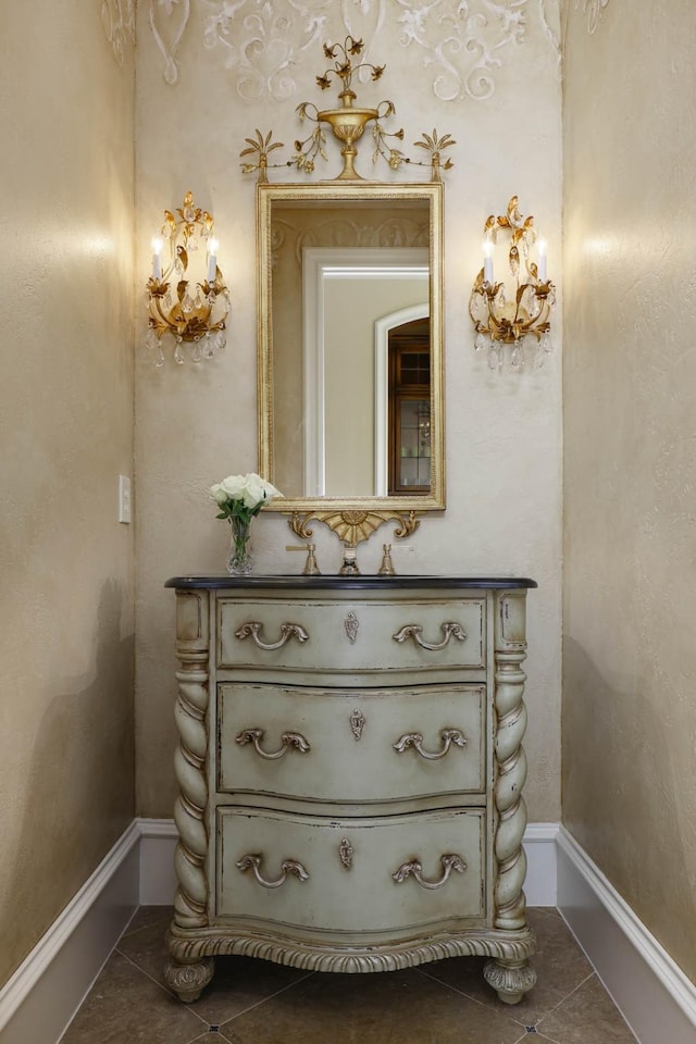 2905 Amherst Ave, University Park, TX 75225 - bathroom featuring tile patterned flooring and vanity
