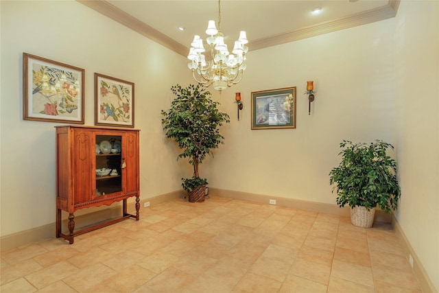 1420 Kensington Ct, Southlake, TX 76092 - unfurnished room featuring a chandelier, crown molding, and baseboards