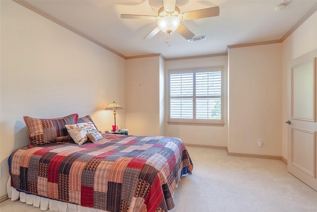 1420 Kensington Ct, Southlake, TX 76092 - bedroom featuring carpet flooring, baseboards, crown molding, and ceiling fan