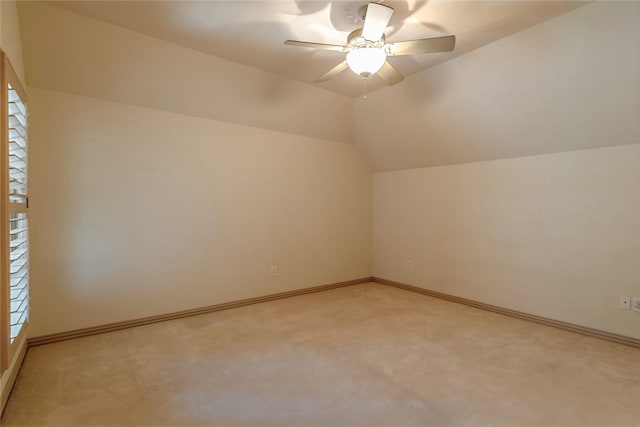 1420 Kensington Ct, Southlake, TX 76092 - bonus room with ceiling fan, light colored carpet, baseboards, and vaulted ceiling