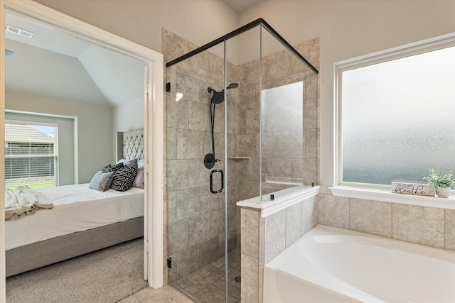 1108 Summer Ln, Mckinney, TX 75071 - ensuite bathroom featuring a garden tub, a stall shower, and tile patterned floors