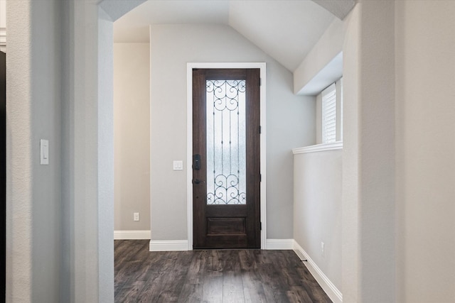 1108 Summer Ln, Mckinney, TX 75071 - foyer entrance featuring dark wood-style floors, baseboards, and vaulted ceiling