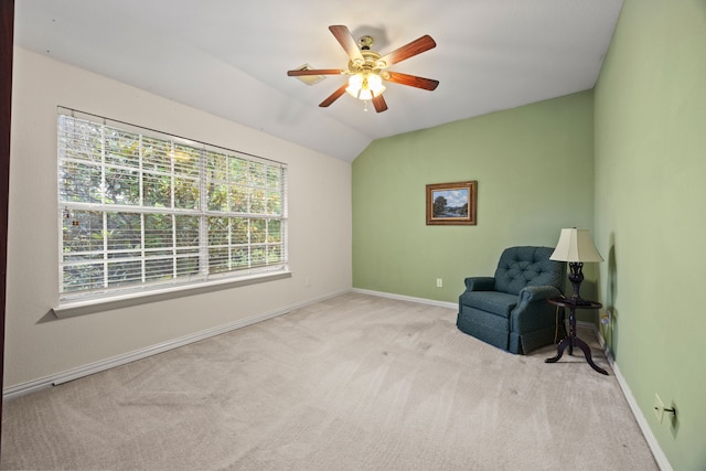 205 Lovegrass Ln, Southlake, TX 76092 - living area featuring carpet, healthy amount of natural light, a ceiling fan, and vaulted ceiling