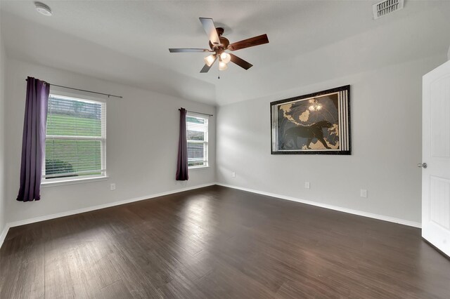 1209 Evers Dr, Mckinney, TX 75071 - empty room featuring a smoke detector, a ceiling fan, dark wood-style flooring, and baseboards