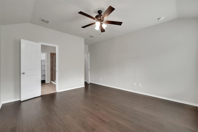 1209 Evers Dr, Mckinney, TX 75071 - spare room with lofted ceiling, a ceiling fan, wood finished floors, and baseboards