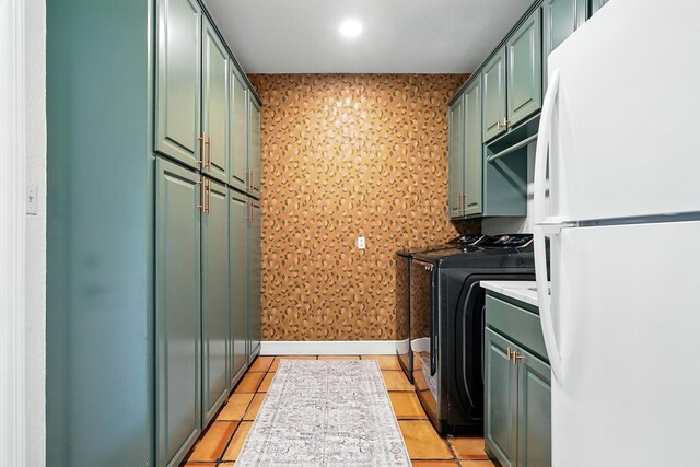 99 Glen Abbey St, Abilene, TX 79606 - laundry room featuring cabinet space, washer and clothes dryer, light tile patterned floors, and recessed lighting