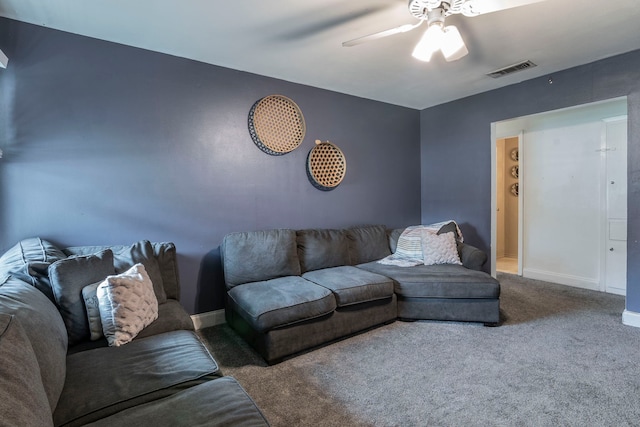 1001 N Ector Dr, Euless, TX 76039 - carpeted living room with a ceiling fan and baseboards