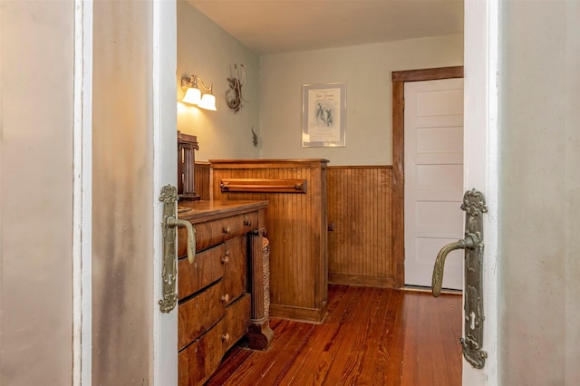 1909 Alston Ave, Fort Worth, TX 76110 - bathroom with wood finished floors, a wainscoted wall, and vanity
