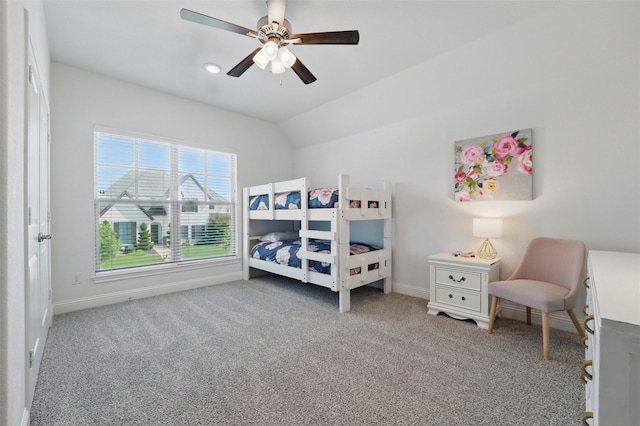 506 Prairie Run, Aledo, TX 76008 - carpeted bedroom with baseboards, ceiling fan, and lofted ceiling