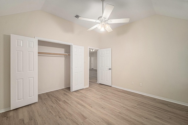 5516 La Bandera Trl, Benbrook, TX 76126 - unfurnished bedroom with lofted ceiling, wood finished floors, a closet, ceiling fan, and baseboards