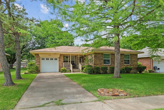 223 Mizell St, Duncanville, TX 75116 - ranch-style home featuring a garage, brick siding, a front yard, and driveway