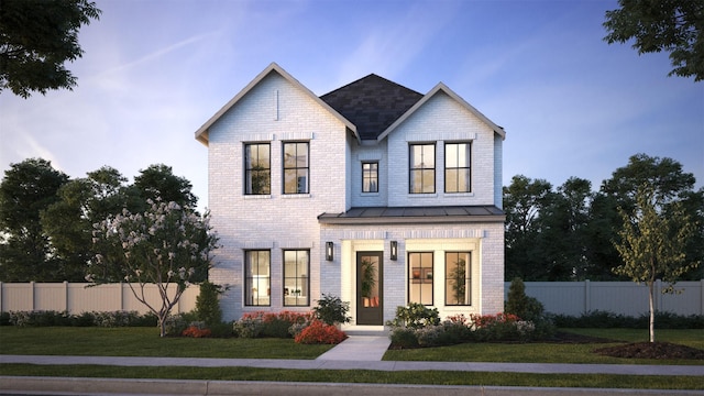 9434 Hedge St, Frisco, TX 75035 - view of front of property with brick siding, a standing seam roof, and metal roof