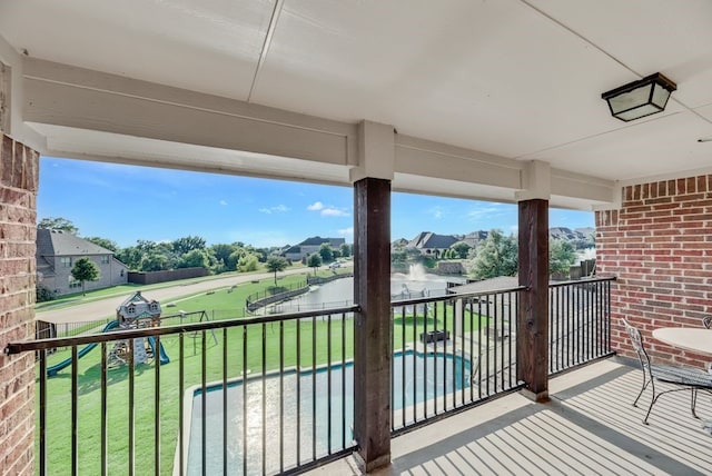 901 Jessica Ln, Prosper, TX 75078 - balcony featuring view of pool area and a water view