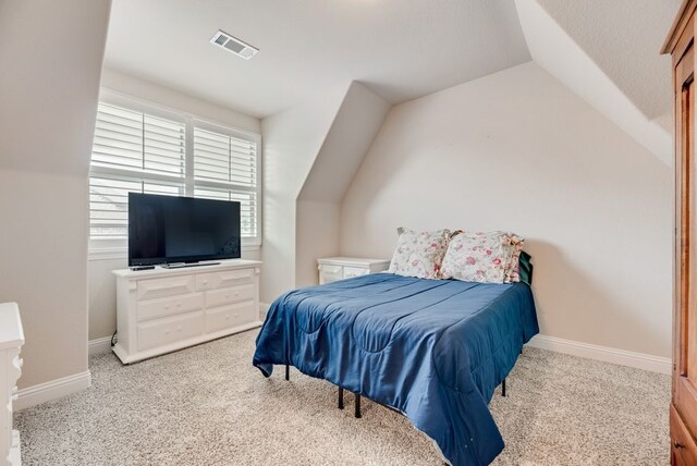 901 Jessica Ln, Prosper, TX 75078 - carpeted bedroom featuring lofted ceiling and baseboards