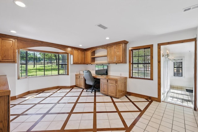 1189 W Jeter Rd, Bartonville, TX 76226 - office with built in desk, recessed lighting, and inlaid floor details