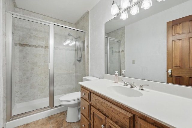 1189 W Jeter Rd, Bartonville, TX 76226 - full bathroom with vanity, a stall shower, and tile patterned flooring
