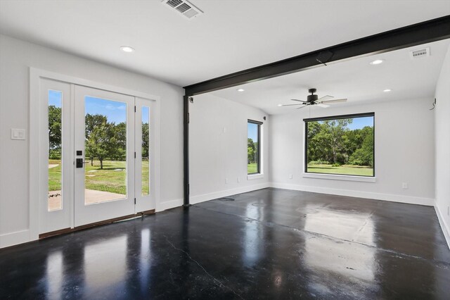 1189 W Jeter Rd, Bartonville, TX 76226 - spare room with concrete flooring, recessed lighting, and a ceiling fan