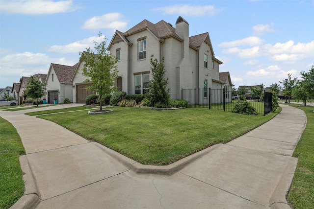 1720 Rolling Heights Ln, Fort Worth, TX 76008 - view of side of property featuring an attached garage, a residential view, a chimney, and concrete driveway