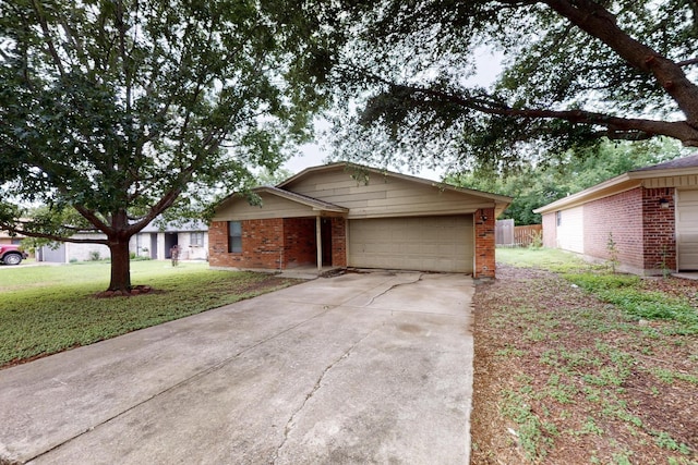 8512 Whitney Dr, White Settlement, TX 76108 - ranch-style house featuring brick siding, a front lawn, concrete driveway, and a garage