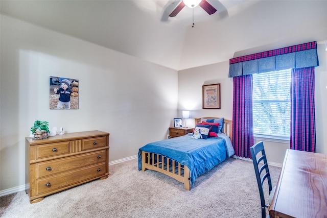 105 Cassandra Dr, Forney, TX 75126 - bedroom with carpet flooring, baseboards, lofted ceiling, and ceiling fan
