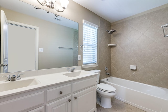 9728 Bitterroot Dr, Little Elm, TX 75068 - full bathroom featuring double vanity, shower / washtub combination, and tile patterned flooring