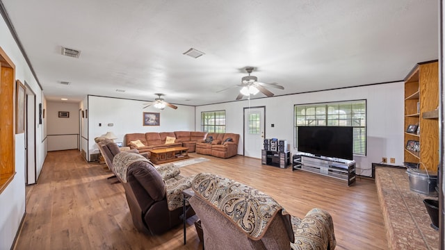 1133 Vz County Road 2205, Canton, TX 75103 - living room featuring wood finished floors and ceiling fan