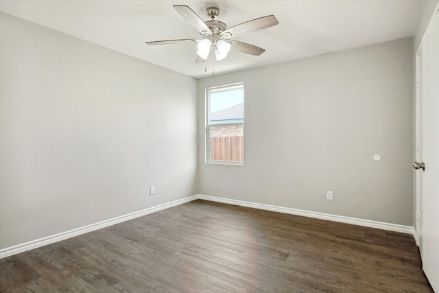 1713 Harvest Crossing Dr, Wylie, TX 75098 - spare room featuring ceiling fan, dark wood-style floors, and baseboards