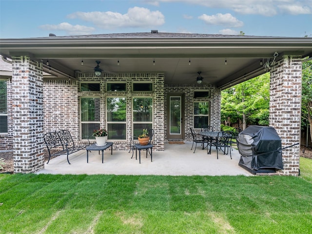 6420 Rosemary Ct, Mckinney, TX 75071 - view of patio / terrace with a ceiling fan and a grill