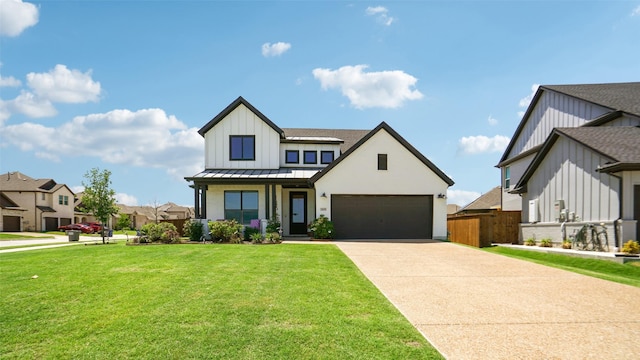 3201 Malcolm Rd, Melissa, TX 75454 - modern inspired farmhouse with board and batten siding, driveway, a standing seam roof, metal roof, and a residential view