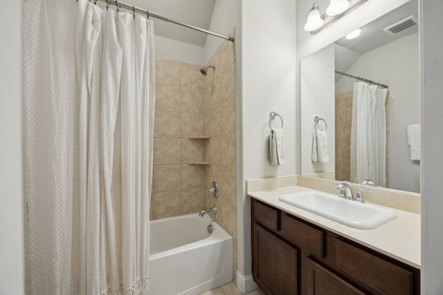 7717 Lake Worth Cv, Mckinney, TX 75071 - bathroom featuring shower / tub combo with curtain and vanity