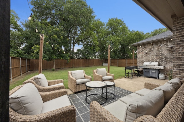 7717 Lake Worth Cv, Mckinney, TX 75071 - view of patio with an outdoor living space and a grill