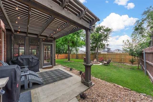 5904 Meadowcrest Ln, Sachse, TX 75048 - view of patio featuring a pergola and a grill