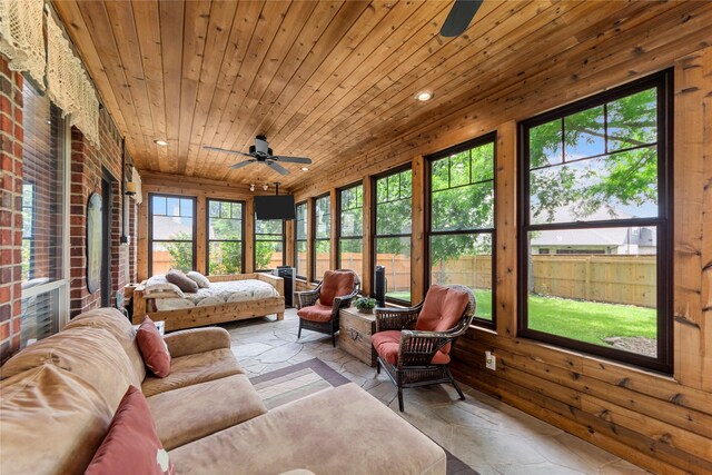 5904 Meadowcrest Ln, Sachse, TX 75048 - sunroom featuring a ceiling fan, plenty of natural light, and an outdoor living space