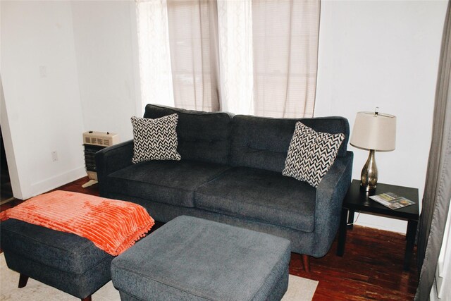 121 E E Ave B, Sanderson, TX 79848 - living room with wood finished floors, baseboards, and heating unit