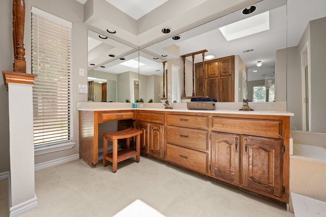 7213 Maranatha Ct, Colleyville, TX 76034 - full bath with double vanity, tile patterned flooring, and baseboards