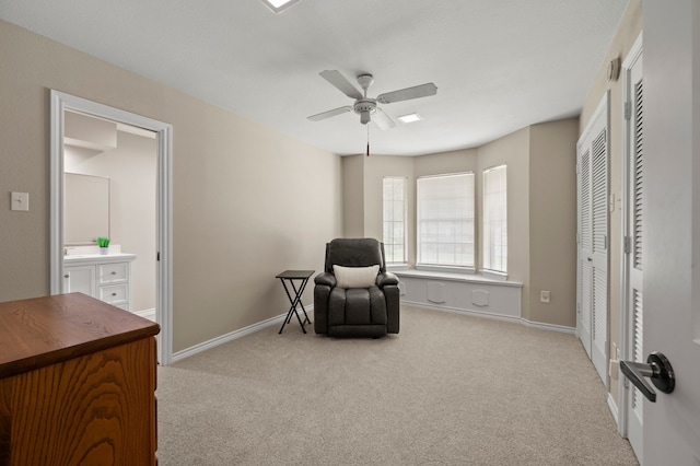 7213 Maranatha Ct, Colleyville, TX 76034 - sitting room with carpet, ceiling fan, and baseboards