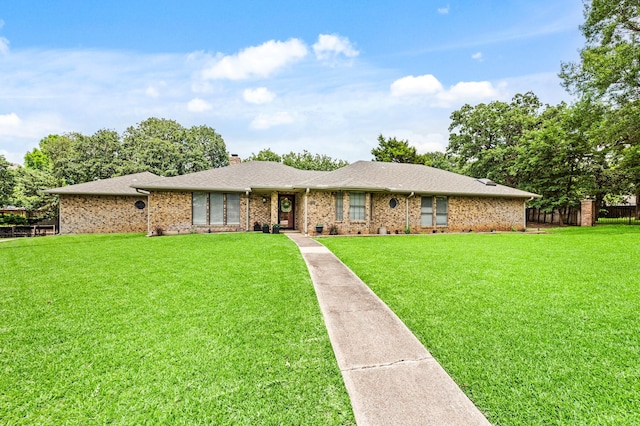 7213 Maranatha Ct, Colleyville, TX 76034 - ranch-style house with brick siding, a chimney, and roof with shingles
