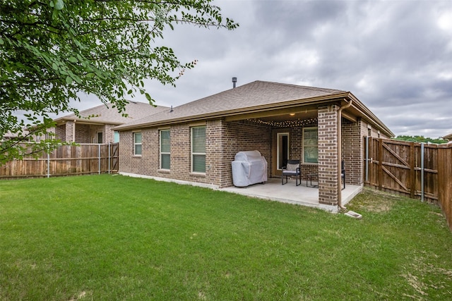 3822 Brazos St, Melissa, TX 75454 - rear view of property with brick siding, a patio area, and roof with shingles