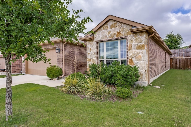 3822 Brazos St, Melissa, TX 75454 - view of front of property featuring stone siding, concrete driveway, a garage, and brick siding
