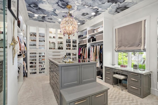 1128 Shady Oaks Ln, Westover Hills, TX 76107 - spacious closet featuring a chandelier
