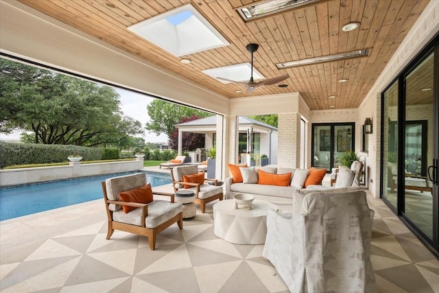 1128 Shady Oaks Ln, Westover Hills, TX 76107 - view of patio / terrace with outdoor lounge area, an outdoor pool, and french doors