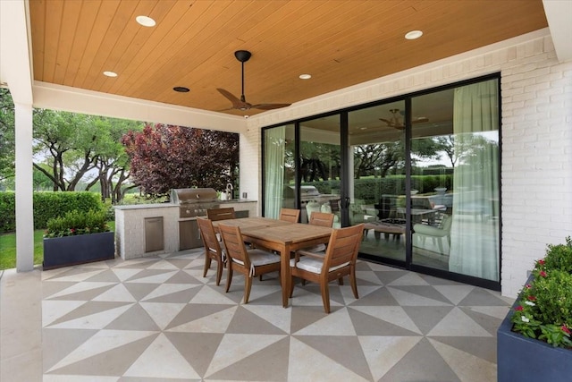 1128 Shady Oaks Ln, Westover Hills, TX 76107 - view of patio / terrace with outdoor dining area and a ceiling fan