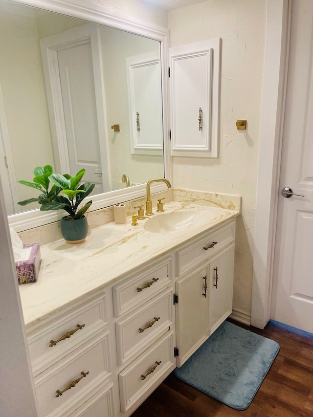 2605 Twinpost Ct, Irving, TX 75062 - bathroom featuring vanity and wood finished floors