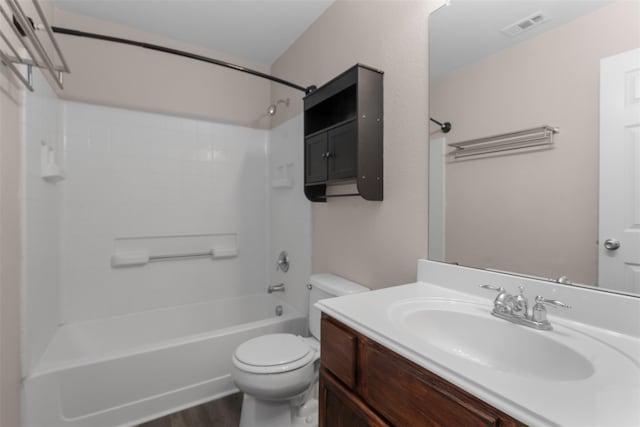 13140 Fencerow Rd, Fort Worth, TX 76244 - full bath featuring toilet, vanity,  shower combination, and wood finished floors