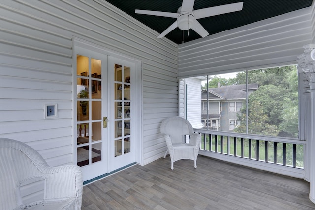 520 N College St, Waxahachie, TX 75165 - sunroom / solarium featuring french doors and a ceiling fan